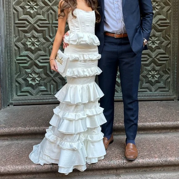 V. Chapman Milano Set 0 ruffle set removable train corset top - Picture 1 of 6